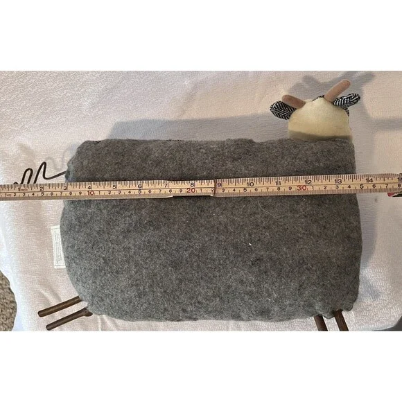 Wool Felted Stuffed Cow Decor Pillow Animal Rustic Country Farmhouse Primitive - Picture 5 of 7